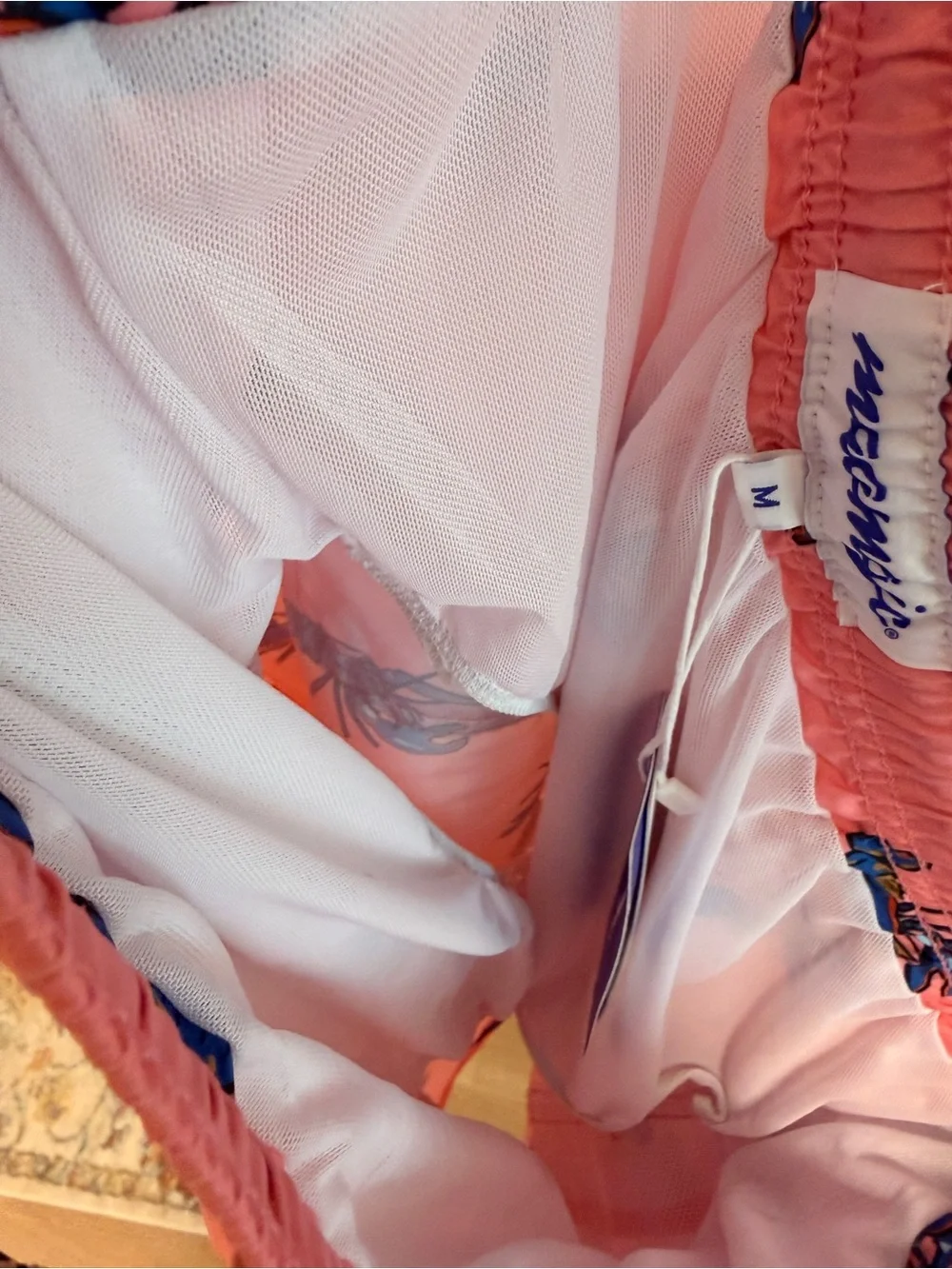Men's Pink Lobster-Print Swim Trunks